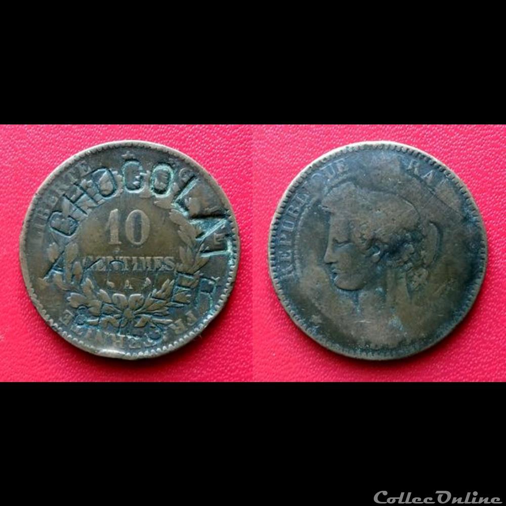 10 Cts Cérès Contremarquée "CHOCOLAT A.KHOLER & FILS" monnaie france moderne 10 cts ceres contremarquee chocolat a kholer fils