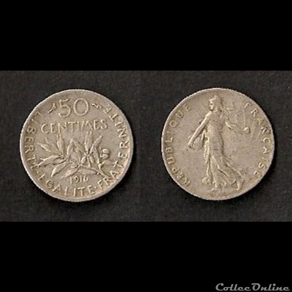 50 Cts Semeuse (Argent) 1916 monnaie france moderne 50 cts semeuse argent 1916