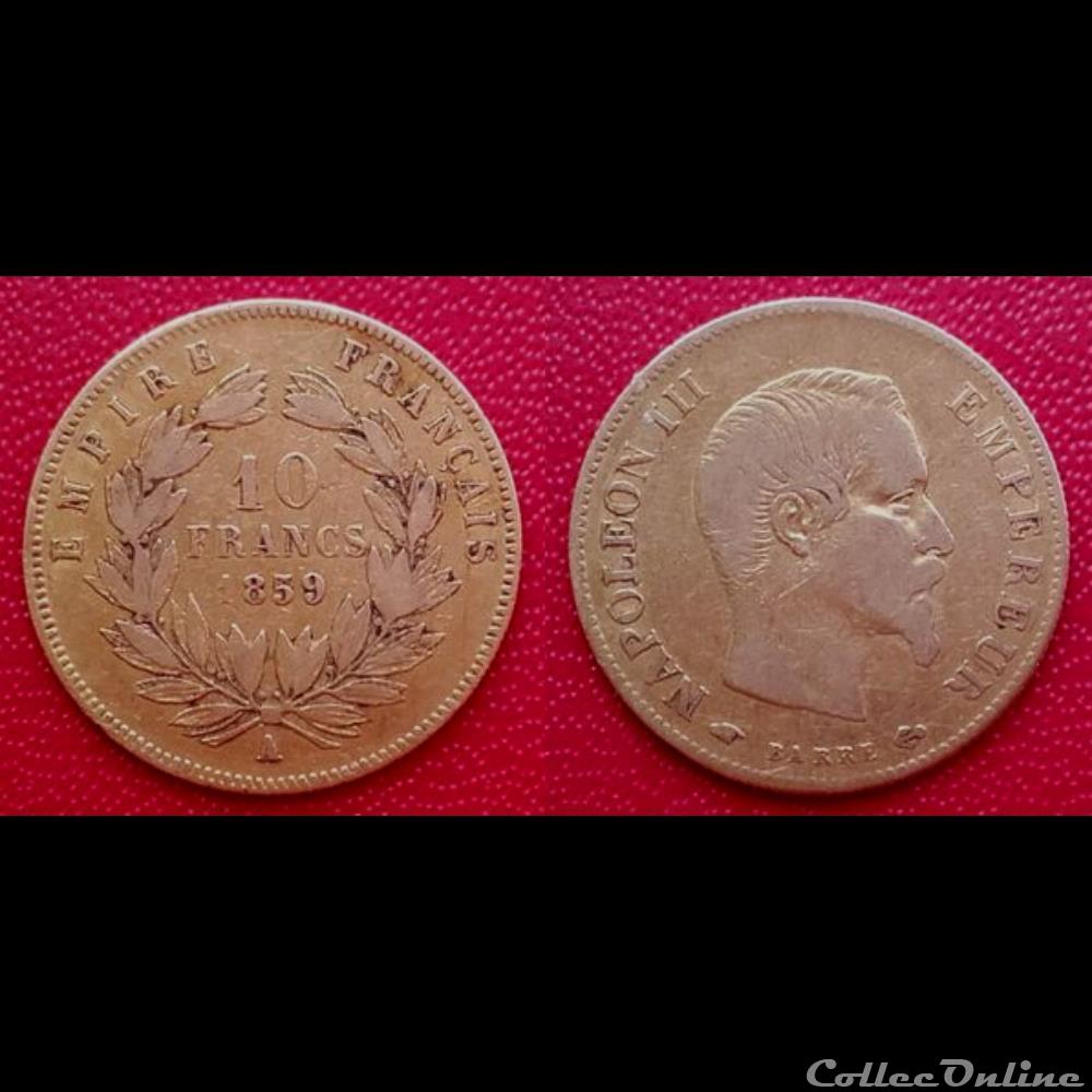 monnaie france moderne 10 francs napoleon iii tete nue 1859 a