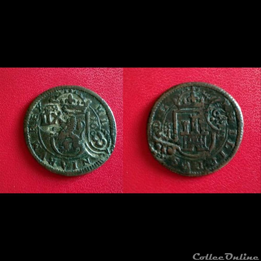 monnaie monde espagne 8 maravedis de philippe iii 1600 1620 contremarque par philippe iv en 1641 en 12 maravedis