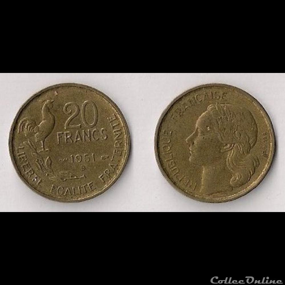 20 Francs G.Guiraud 1951 B monnaie france moderne 20 francs g guiraud 1951 b