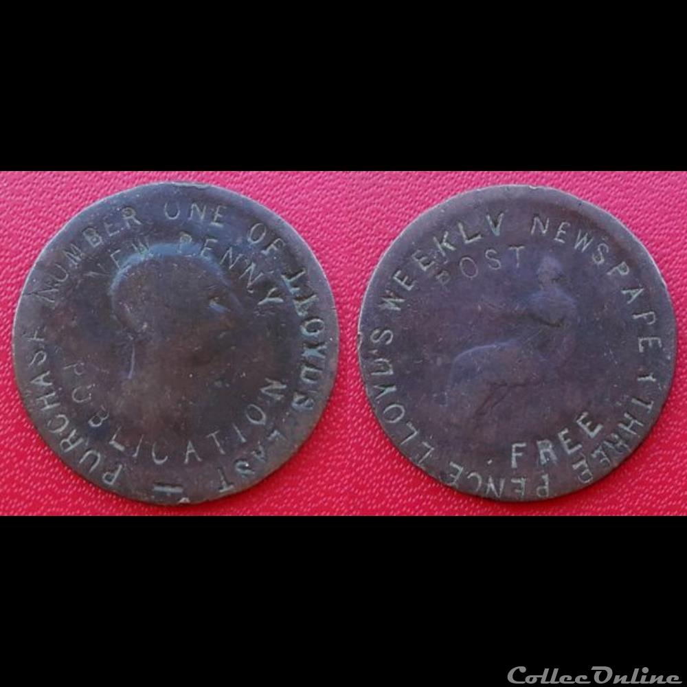 monnaie france feodale halfpenny de george iii contremarque lloys weekly newspaper