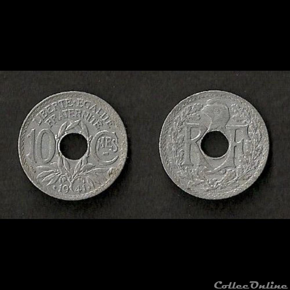 10 Cts Lindauer Zinc .1941. Cmes Souligné monnaie france moderne 10 cts lindauer zinc 1941 cmes souligne