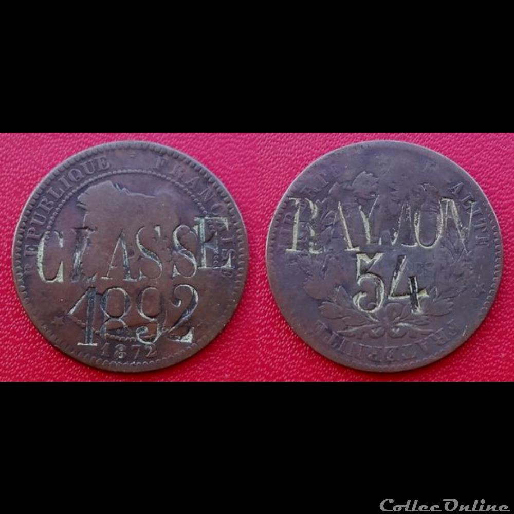 10 Cts Cérès Contremarquée "CLASSE 1892 - RAYMON 54" monnaie france moderne 10 cts ceres contremarquee classe 1892 raymon 54