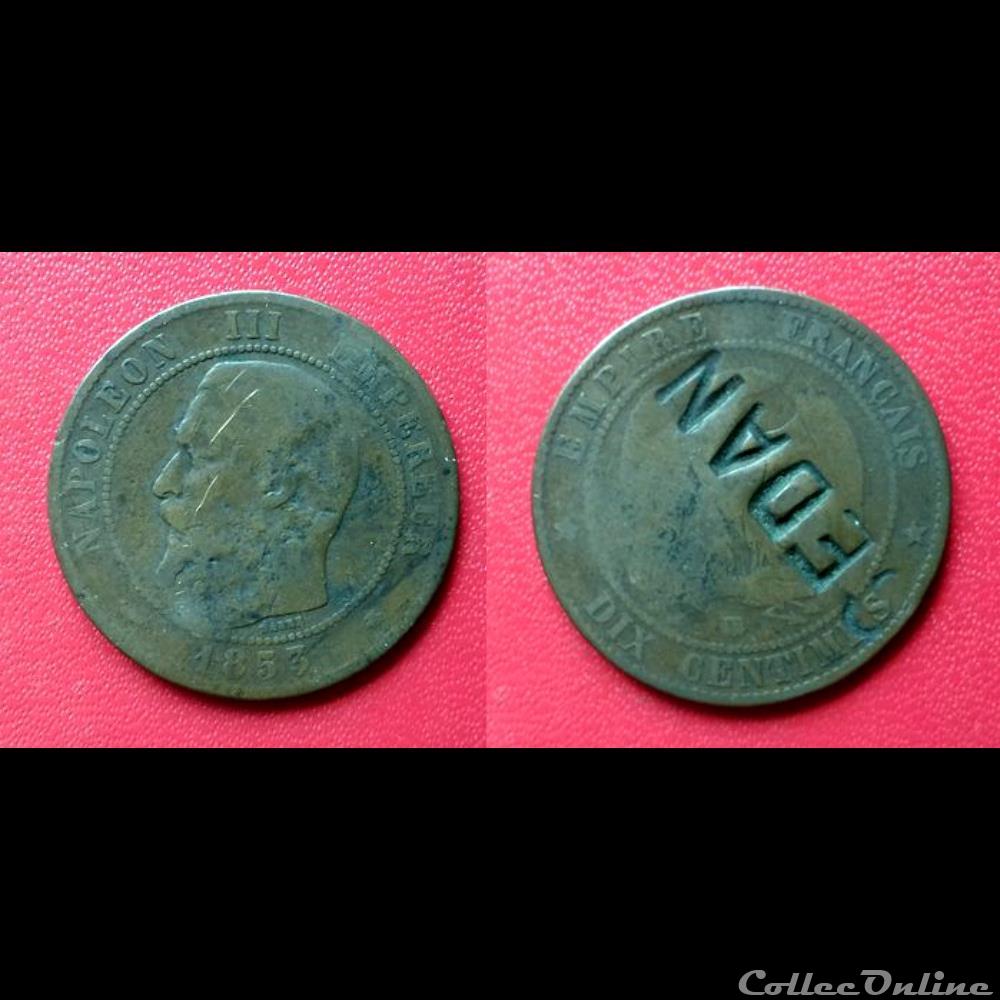 10 Cts Napoléon III Contremarquée "SEDAN" monnaie france moderne 10 cts napoleon iii contremarquee sedan