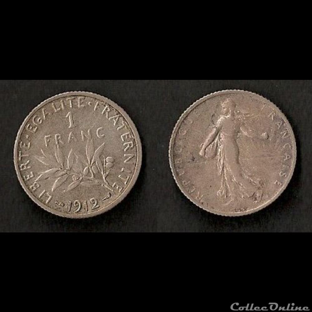 1 Franc Semeuse (Argent) 1912 monnaie france moderne 1 franc semeuse argent 1912