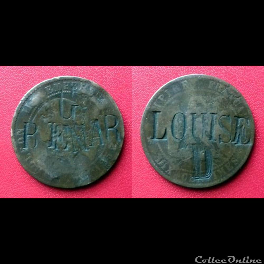 monnaie 10 cts napoleon iii contremarquee g brenar louise d