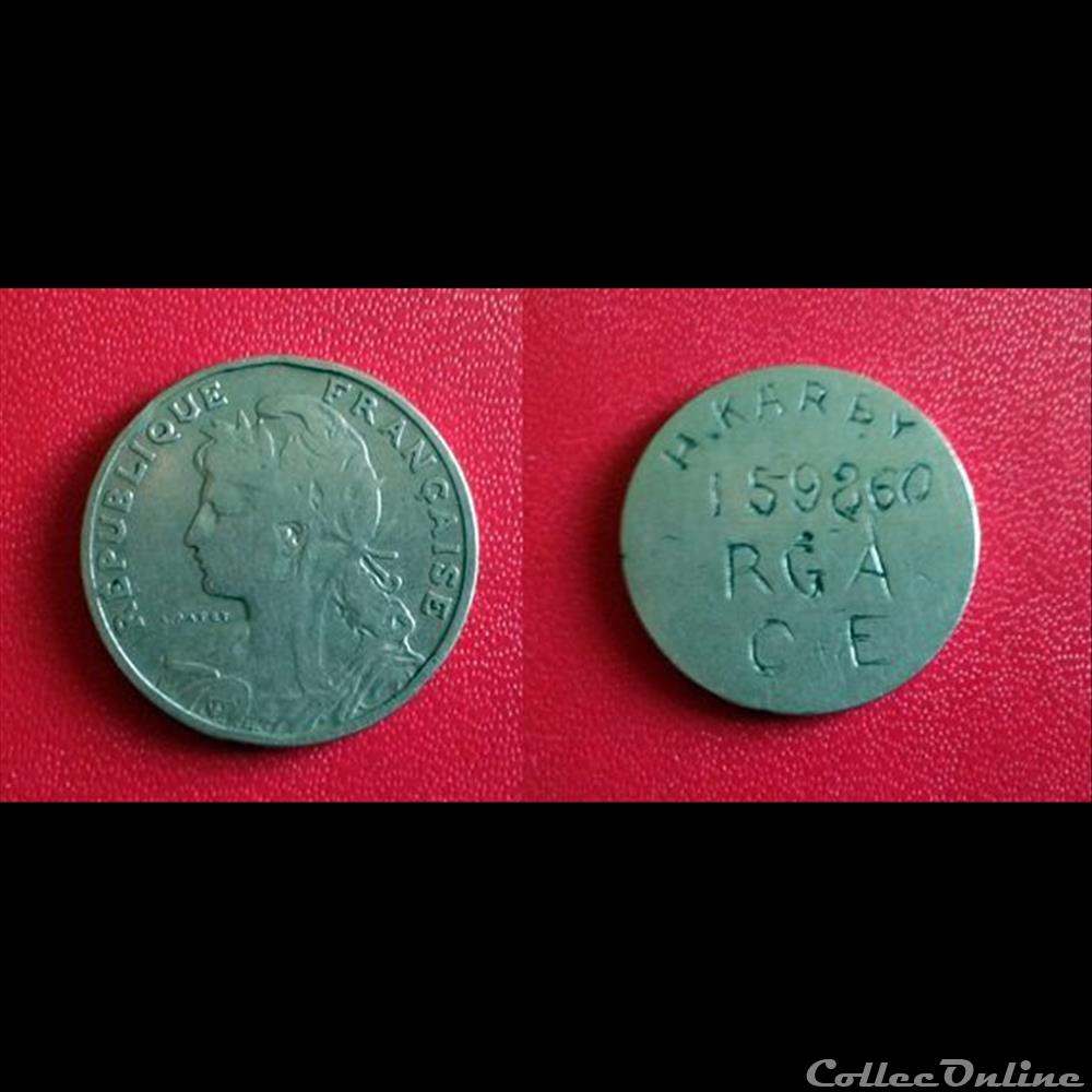 25 Cts PATEY Regravée en plaque militaire britannique monnaie france moderne 25 cts patey regravee en plaque militaire britannique