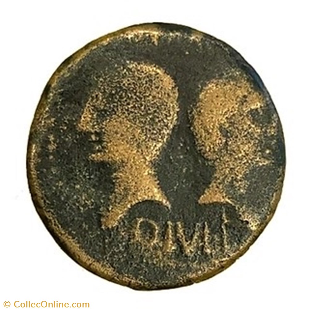 Augustus and Agrippa bronze dupndius coin ancient c to roman republicain imperial augustus and agrippa bronze dupndius