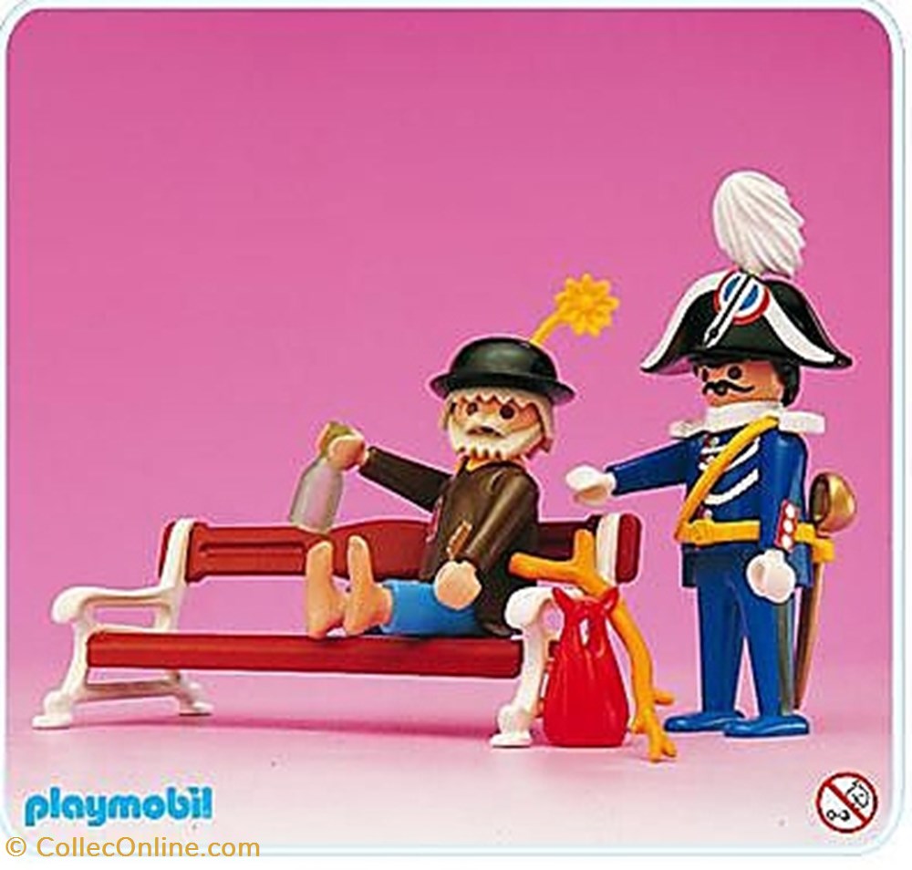 jeux jouets le clochard sur son banc et gendarme complet sans boite 5508 playmobil n 61