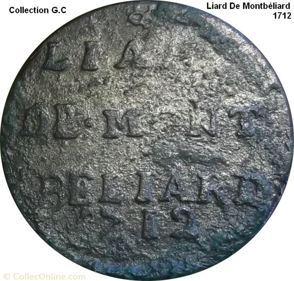 monnaie feodale saint empire romain germanique liard de montbeliard leopold eberhard 1712