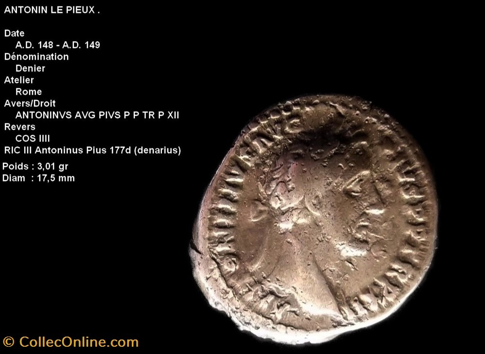 ANTONIN LE PIEUX monnaies antiques romaines republicaines imperiales antonin le pieux