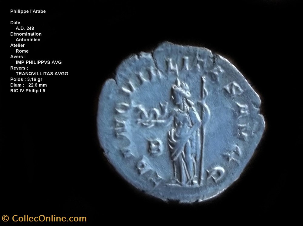 ANTONINIEN PHILIPPE L ARABE RIC IV Philip I 9 monnaies antiques romaines republicaines imperiales antoninien philippe l arabe ric iv philip i 9