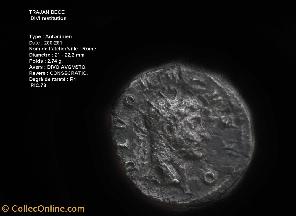 monnaies antiques romaines republicaines imperiales trajan dece antoninien ric iv trajan decius 78