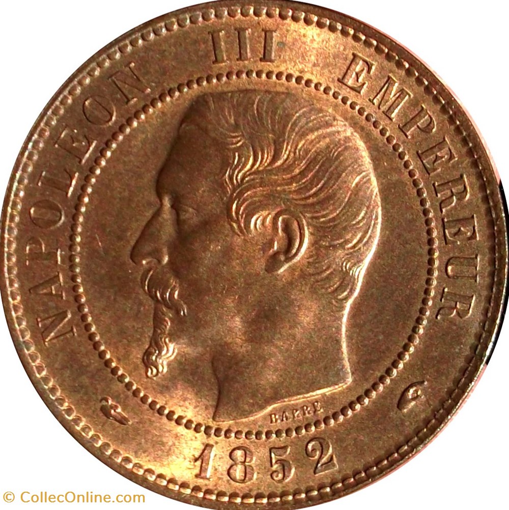 monnaies europe medievale france feodales dix centimes napoleon iii tete nue 1852 paris f 133 1