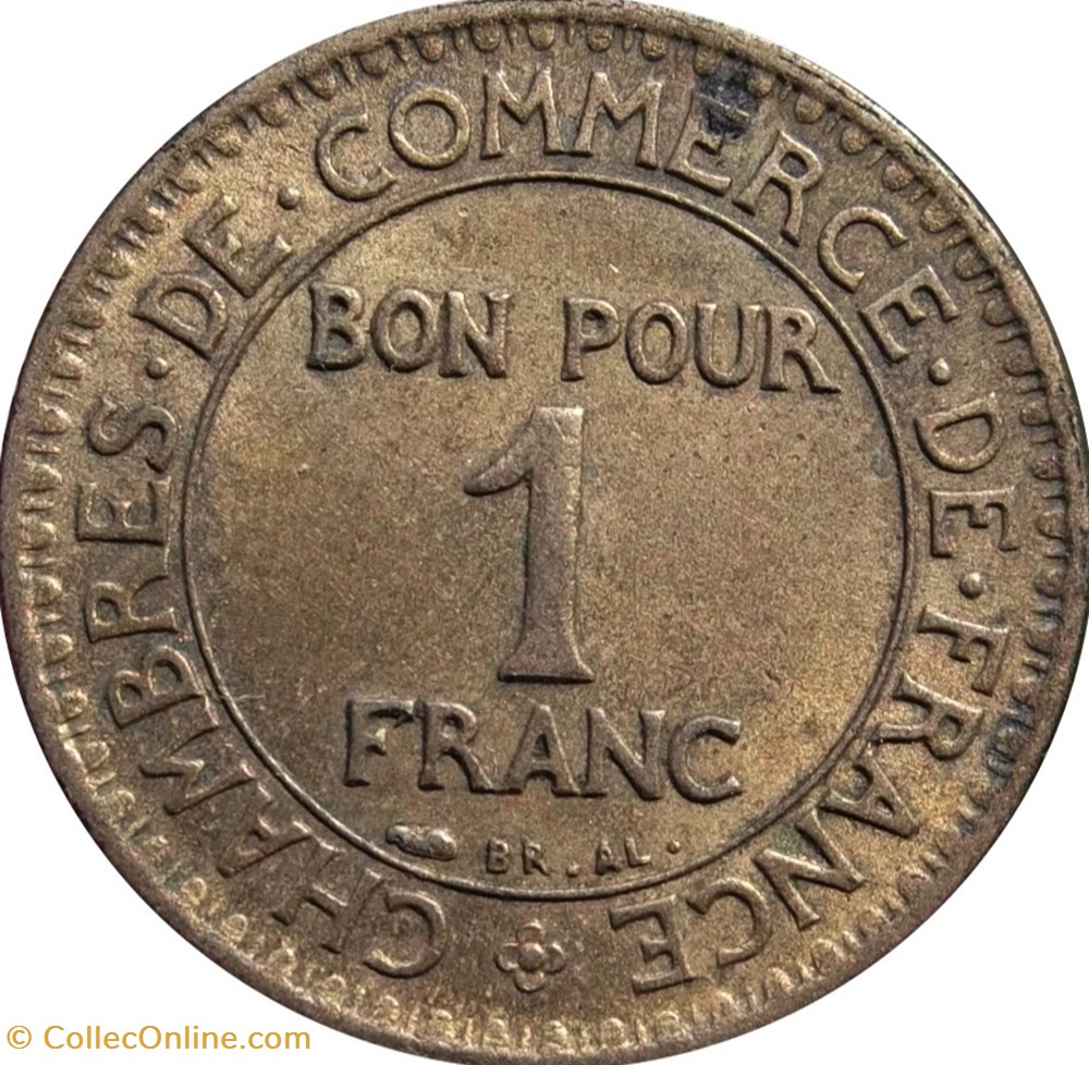 1 franc Chambres de Commerce 1924 monnaies 1 franc chambres de commerce 1924