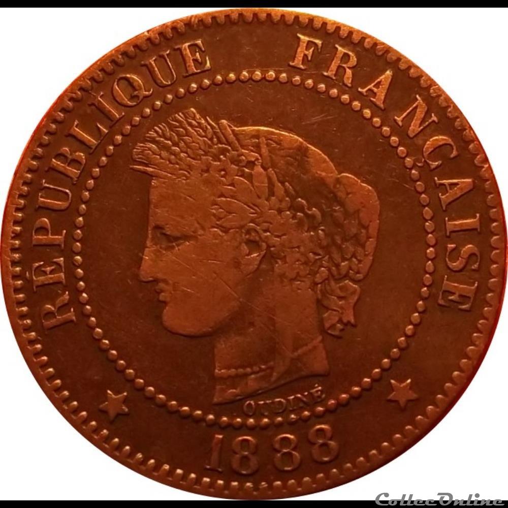 Deux Centimes Cérès 1888 A monnaie france moderne deux centimes ceres 1888 a