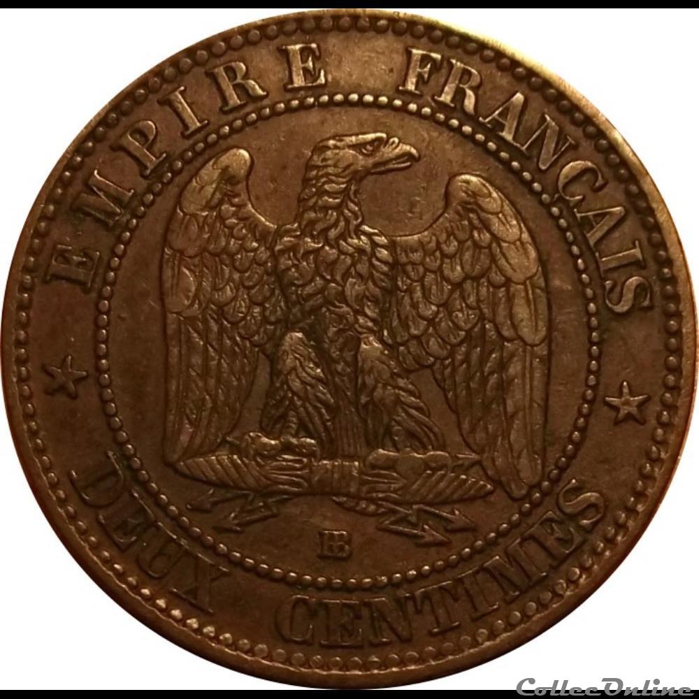 monnaie france moderne 2 centimes napoleon iii tete nue 1854 bb