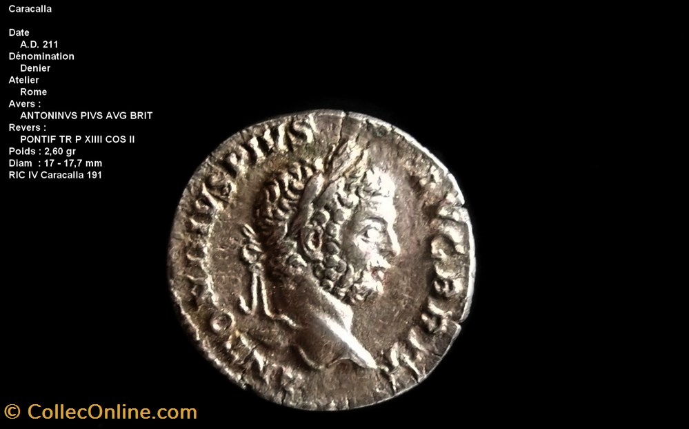 monnaies antiques romaines republicaines imperiales caracalla ric 191