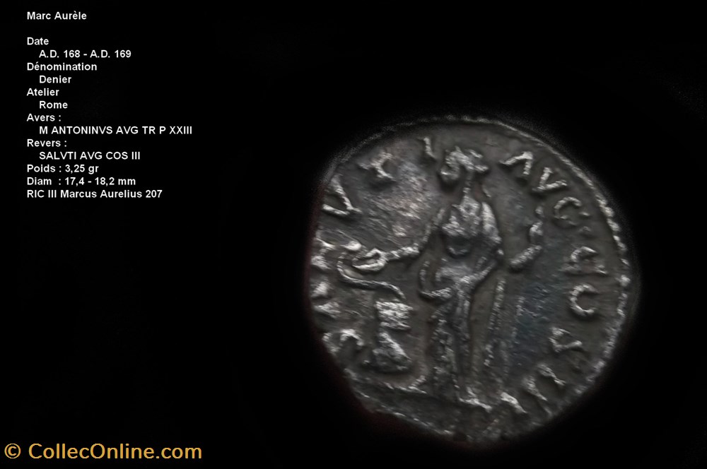 MARC AURÈLE Denier ric 207 monnaies antiques romaines republicaines imperiales marc aurele denier ric 207