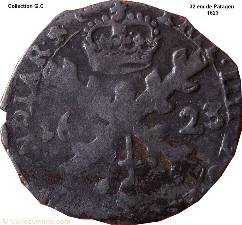 32 em de Patagon Philippe IV 1623 monnaie feodale 32 em de patagon philippe iv 1623