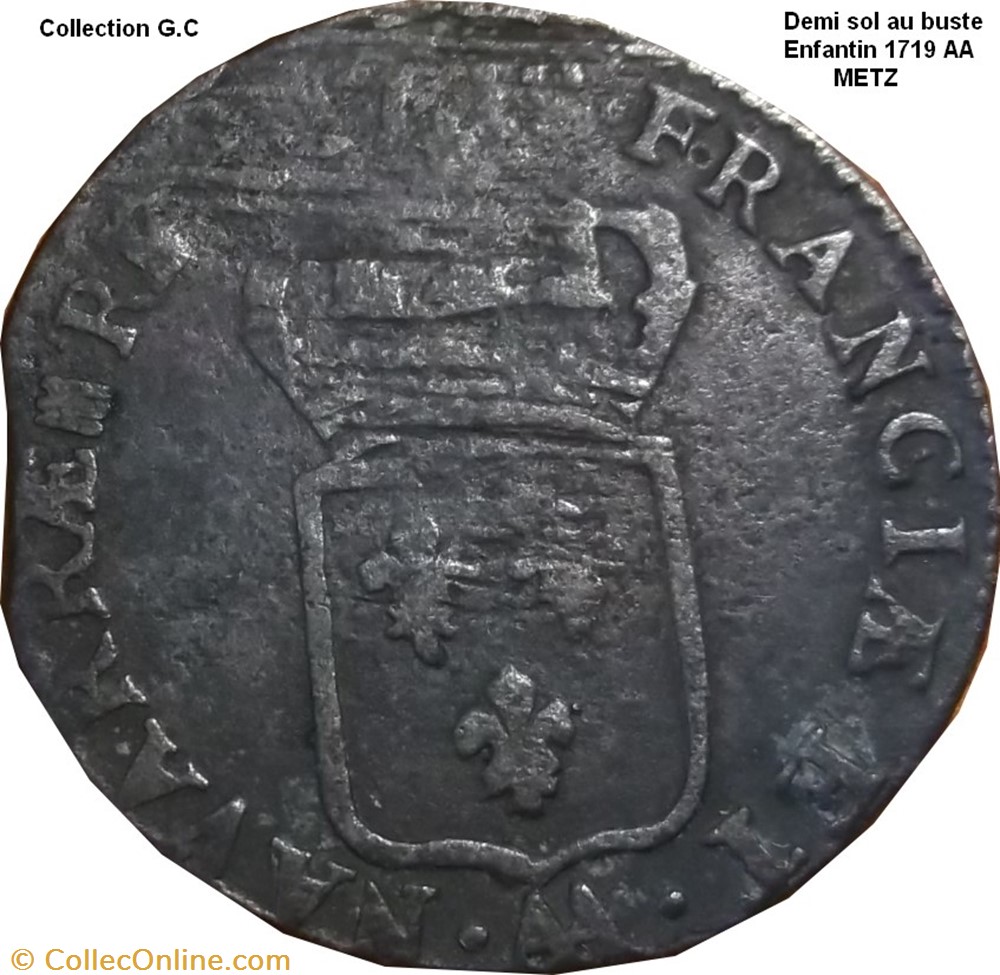 monnaie france royale demi sol au buste enfantin 1719 aa metz