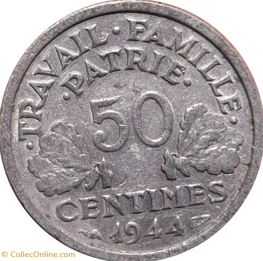 50 centimes Francisque, légère 1944 Beaumont-Le-Roger F.196/4 monnaies 50 centimes francisque legere 1944 beaumont le roger f 196 4