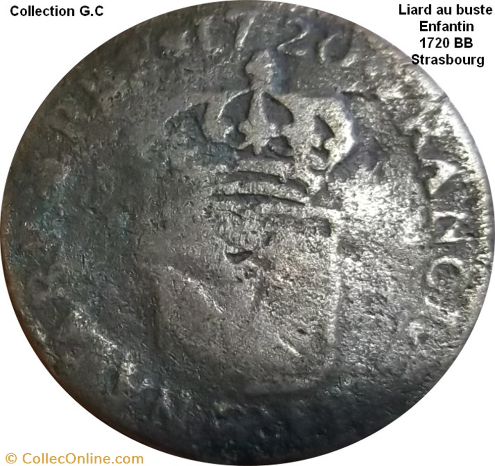 monnaie france royale liard au buste enfantin 1720 bb strasbourg