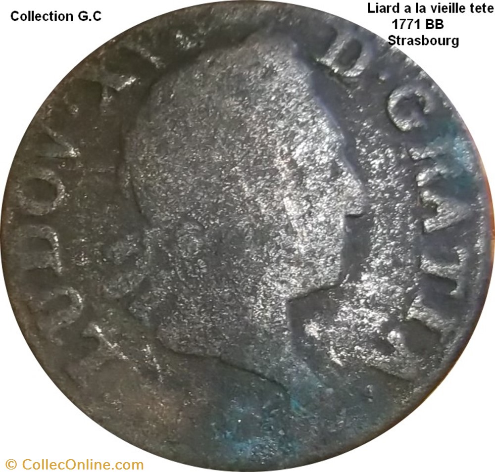 monnaie france royale liard a la vieille tete 1771 bb strasbourg
