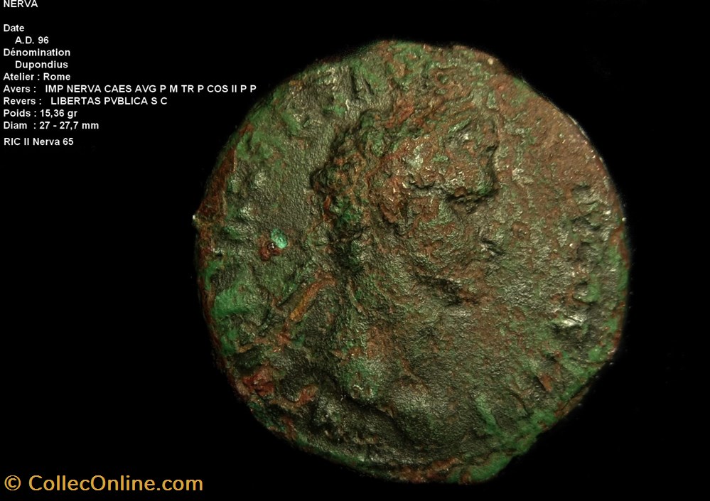 DUPONDIUS DE NERVA RIC II Nerva 65 monnaies antiques romaines republicaines imperiales dupondius de nerva ric ii nerva 65