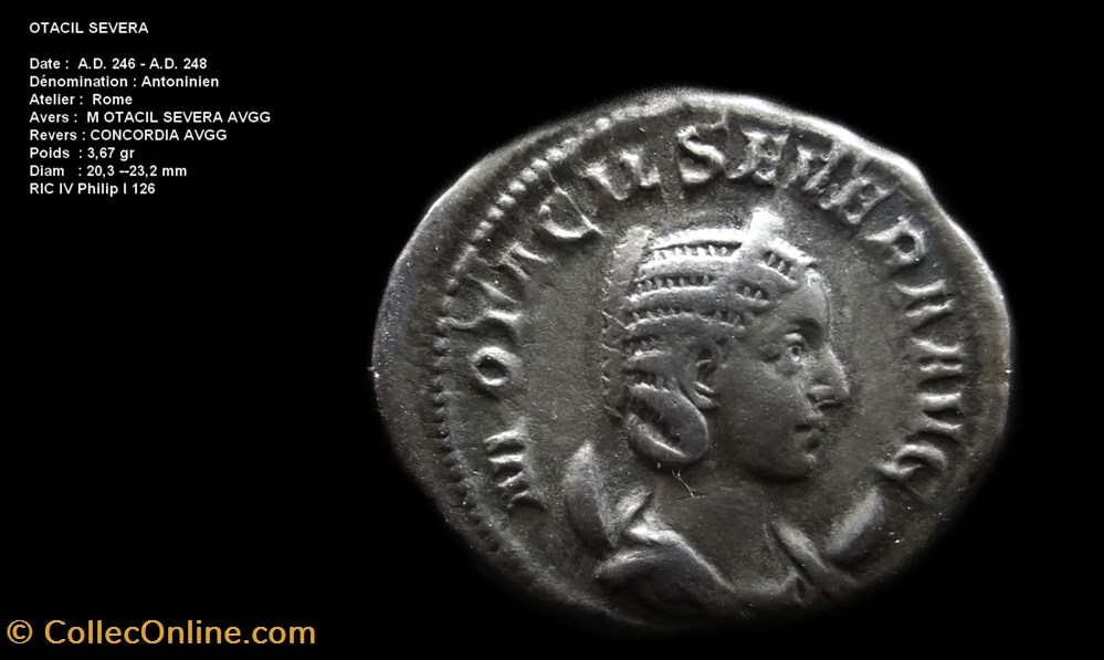 OTACILIA SEVERA Femme de Philippe l'Arabe monnaies antiques romaines republicaines imperiales otacilia severa femme de philippe arabe