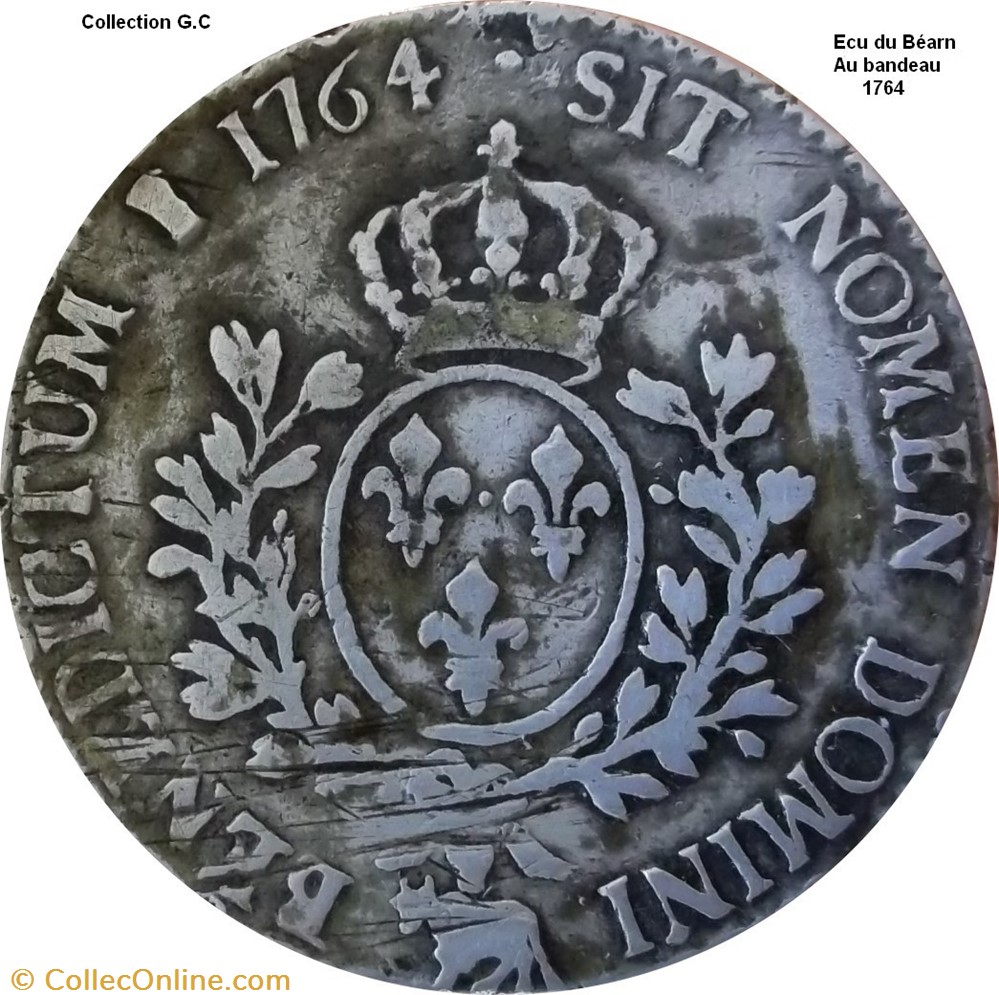 Écu du Béarn au bandeau 1764 monnaie france royale ecu du bearn au bandeau 1764