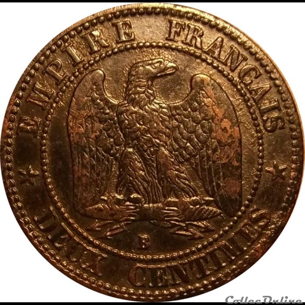 2 Centimes Napoléon III Tête Nue 1856 B monnaie france moderne 2 centimes napoleon iii tete nue 1856 b