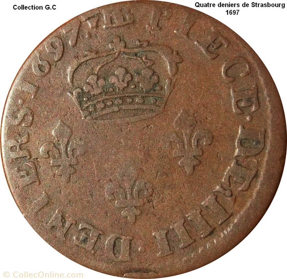 Quatre deniers de Strasbourg 1697 monnaie quatre deniers de strasbourg 1697