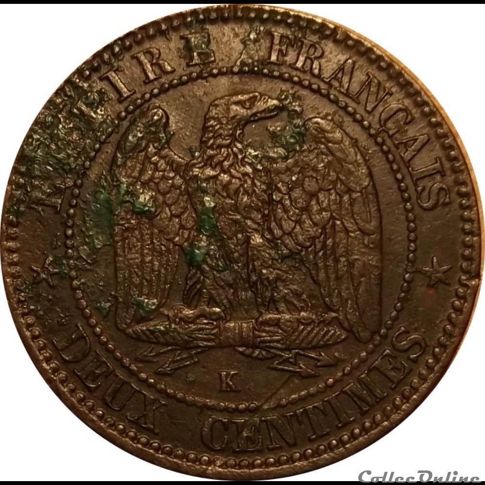 2 Centimes Napoléon III Tête Nue 1854 K monnaie france moderne 2 centimes napoleon iii tete nue 1854 k