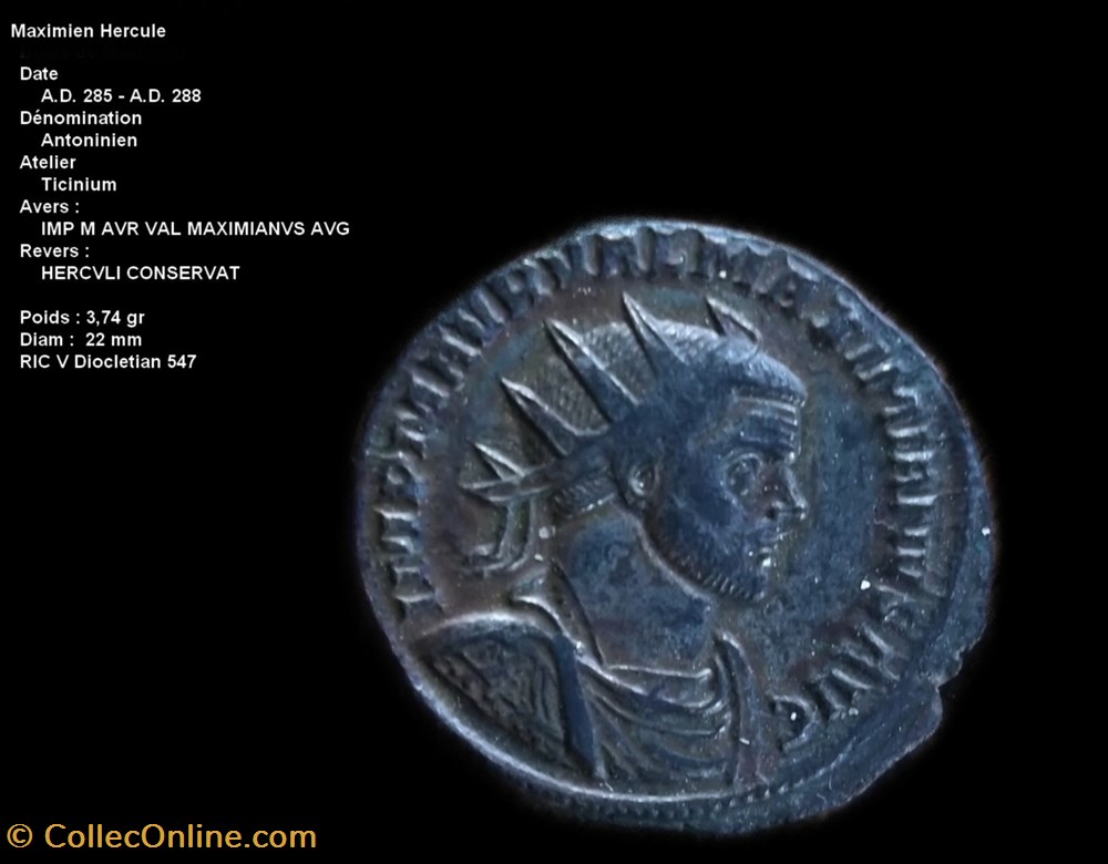 monnaies antiques romaines republicaines imperiales maximien hercule ric 547