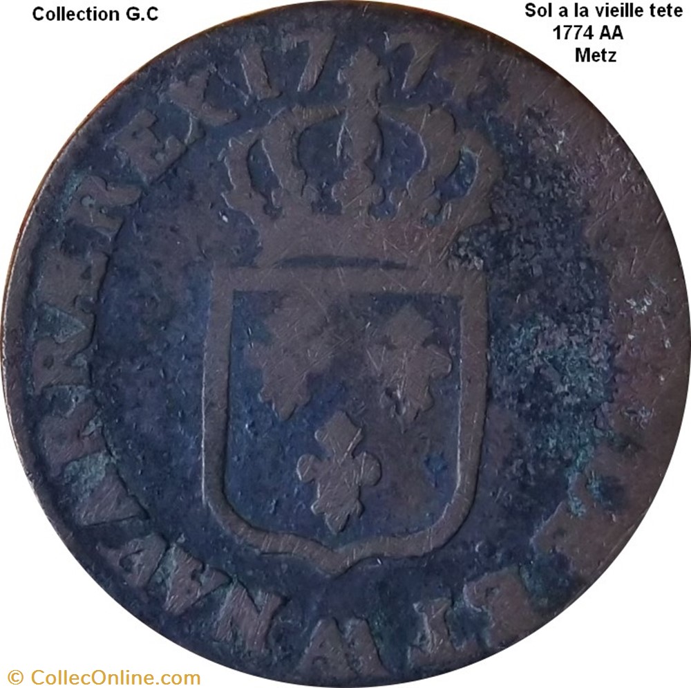 monnaie france royale sol a la vieille tete 1774 aa metz