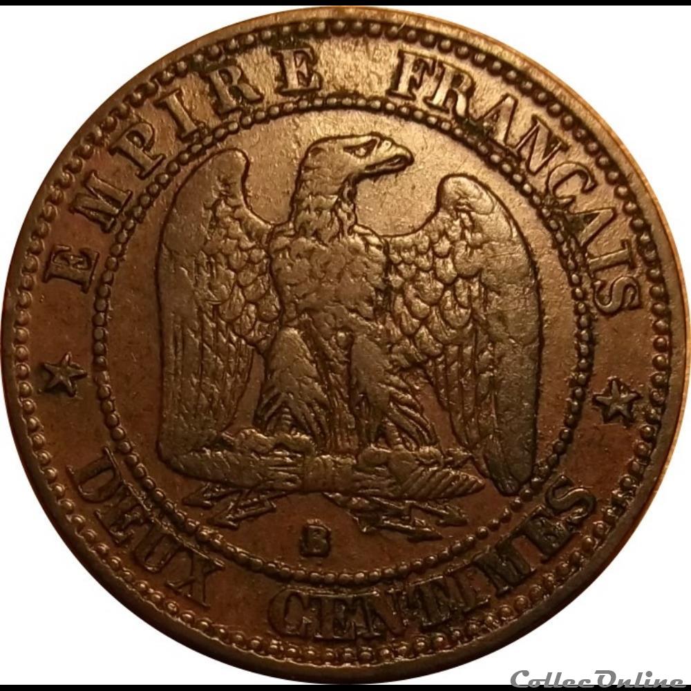 2 Centimes Napoléon III Tête Nue 1857 B monnaie france moderne 2 centimes napoleon iii tete nue 1857 b