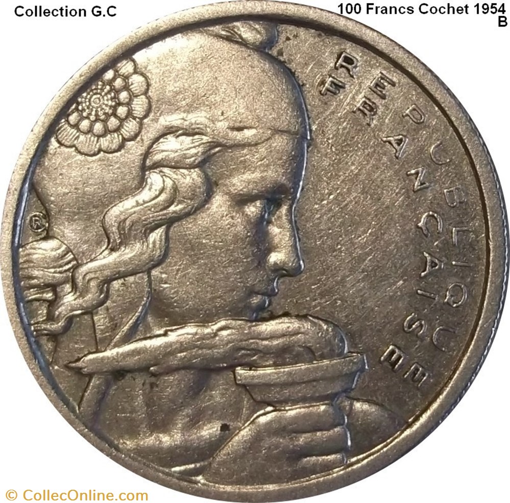 100 Francs Cochet 1954 B monnaie france moderne 100 francs cochet 1954 b