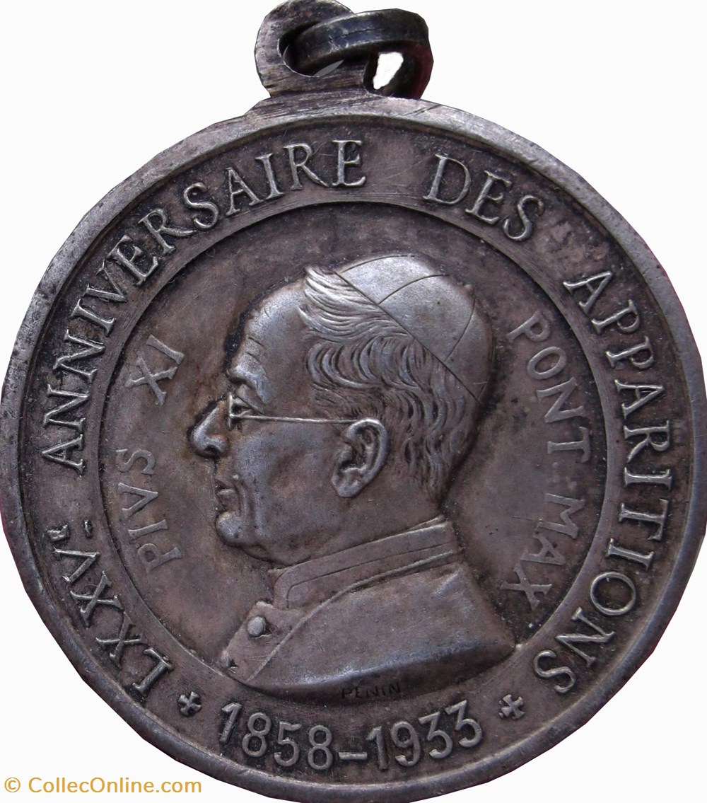 Médaille : Vatican, Médaille, Pie XI 75ème Anniversaire des Apparitions medailles medaille vatican medaille pie xi 75eme anniversaire des apparitions
