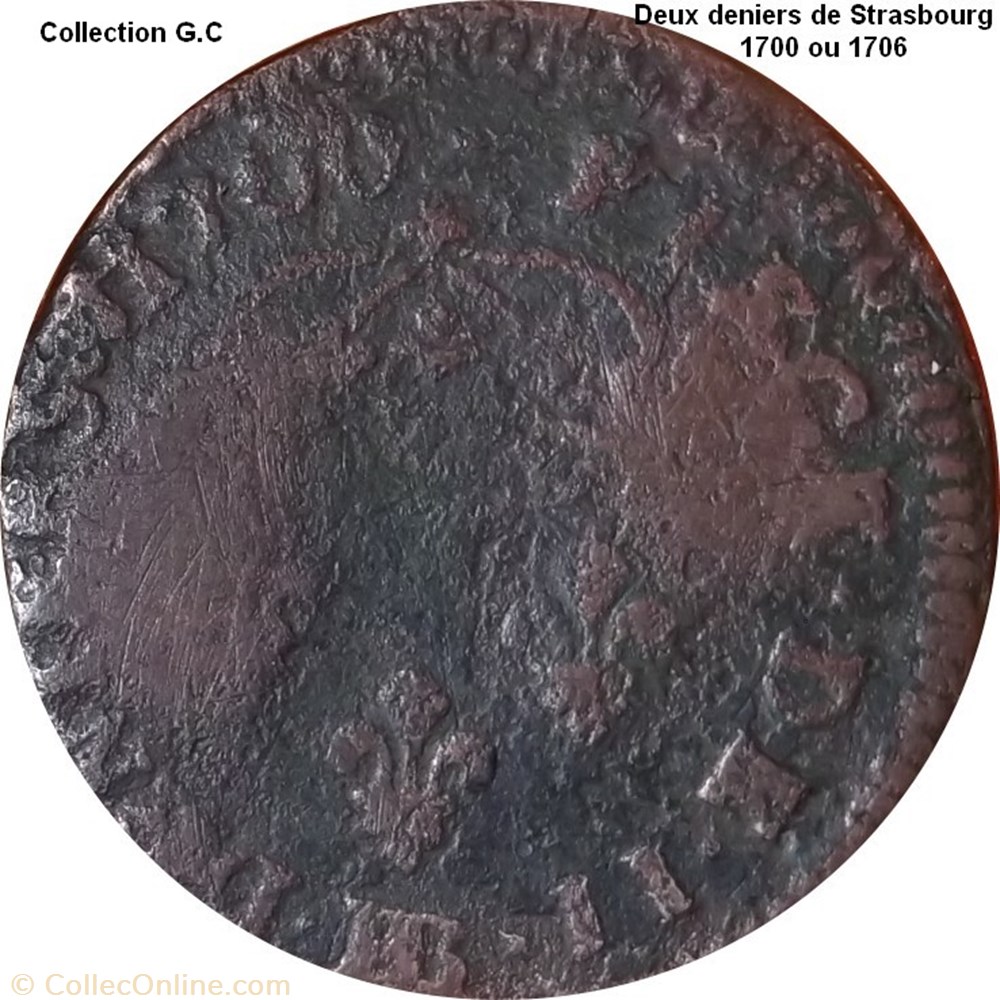 Deux deniers de Strasbourg 1700 monnaie deux deniers de strasbourg 1700