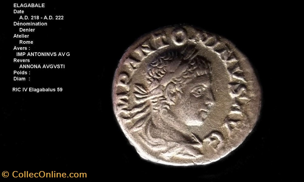ELAGABALE RIC 59 monnaies antiques romaines republicaines imperiales elagabale ric 59