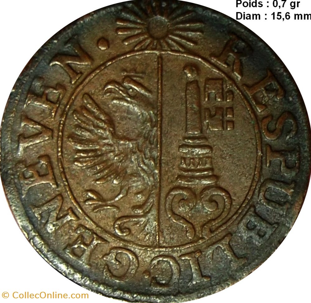 monnaies europe medievale a suisse six deniers republique de geneve 1788