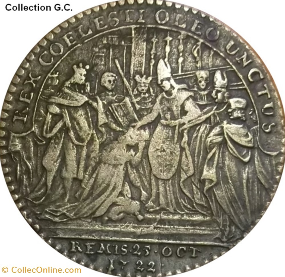 - SACRE À REIMS Louis XV 1722 monnaie monde pologne sacre a reims louis xv 1722