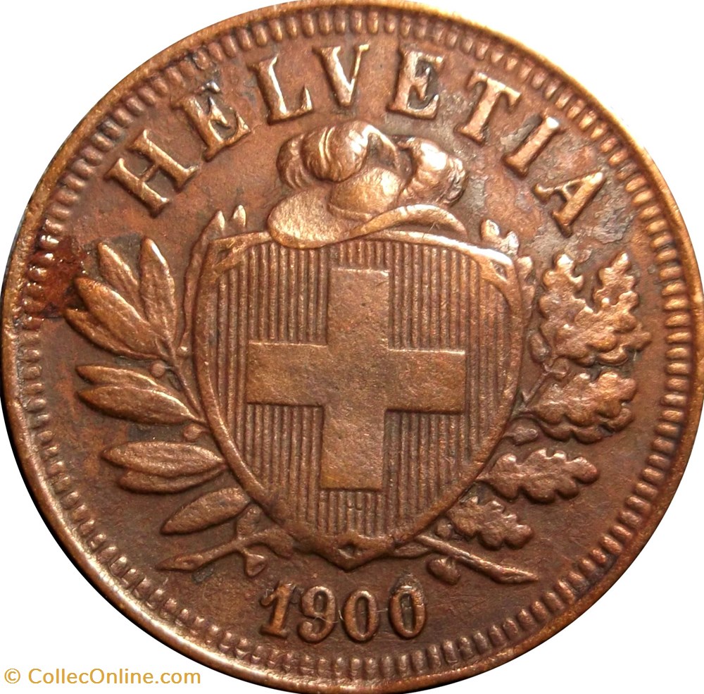 SUISSE 2 Centimes (Rappen) croix suisse 1900 Berne - B monnaies europe medievale suisse 2 centimes rappen croix suisse 1900 berne b