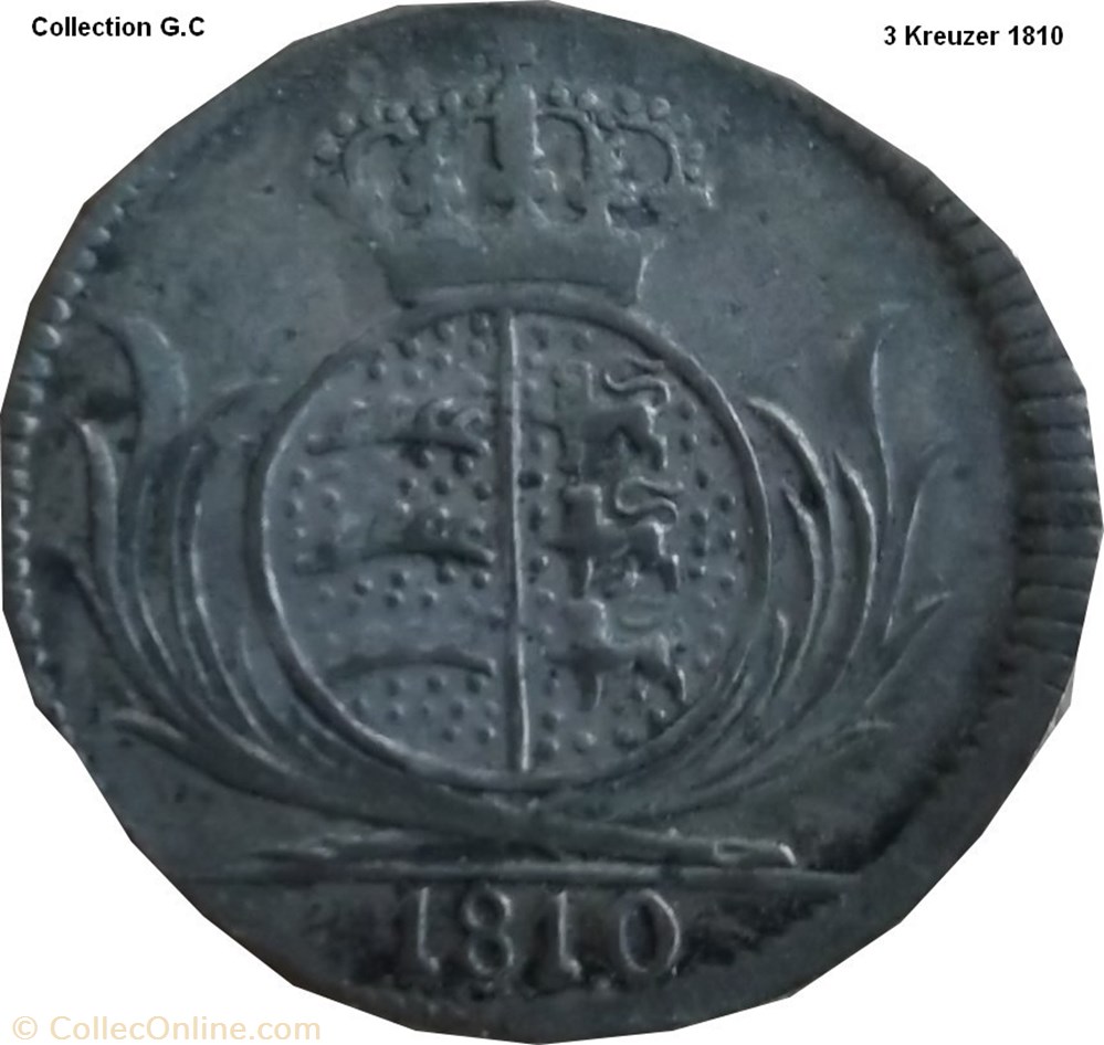 monnaie feodale a saint empire romain germanique iii kreuzer 1810