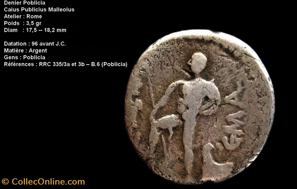 Denier Poblicia – Caius Publicius Malleolus monnaies antiques romaines republicaines imperiales denier poblicia caius publicius malleolus
