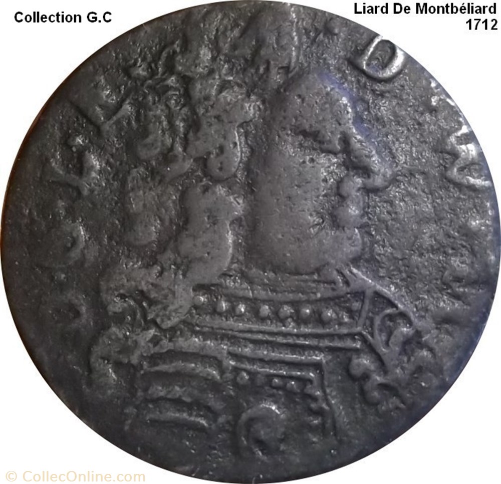 Liard De Montbéliard Léopold Eberhard 1712 monnaie feodale saint empire romain germanique liard de montbeliard leopold eberhard 1712