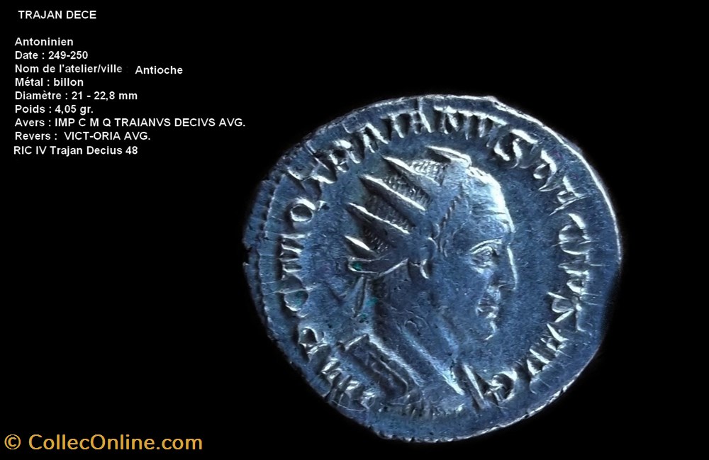 TRAJAN DECE VICTORIA AVG RIC IV Trajan Decius 48 monnaies antiques romaines republicaines imperiales trajan dece victoria avg ric iv trajan decius 48