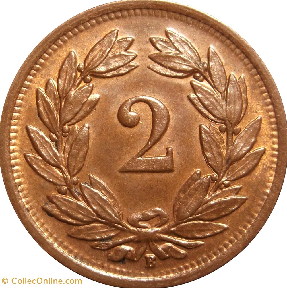 SUISSE 2 Centimes (Rappen) croix suisse 1925 Berne - B monnaies europe medievale suisse 2 centimes rappen croix suisse 1925 berne b